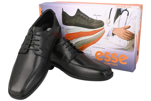Esse Comfort Men's Leather Cushioned Bicycle Toe Oxford - Black - view 8