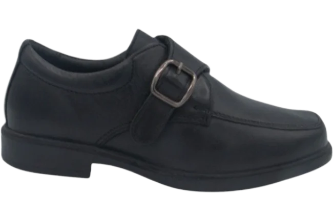 Benelaccio Boys' Leather Moc Toe Buckle Shoes - Black - view 7